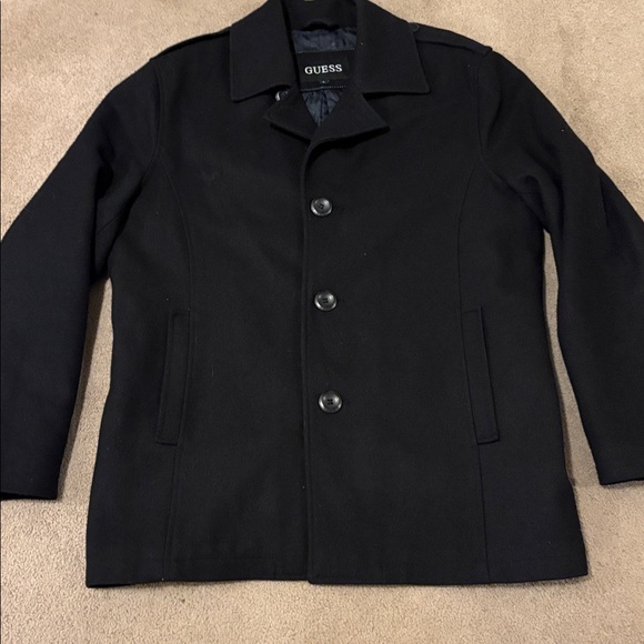 GUESS men’s Classic Black Pea Coat - Picture 6 of 6